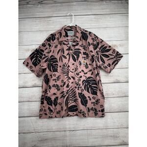 Carhartt WIP Aloha Hawaiian Button Down Woodblock Shirt Mens XL Pink Black